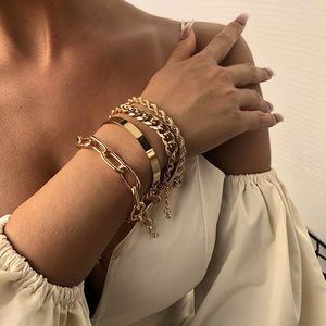 Chain Gold & Silver Trendy Sets Bracelets